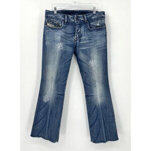 vintage Y2K DIESEL JEANS X ROTUCK 33 made in italy raw hem distressed blue